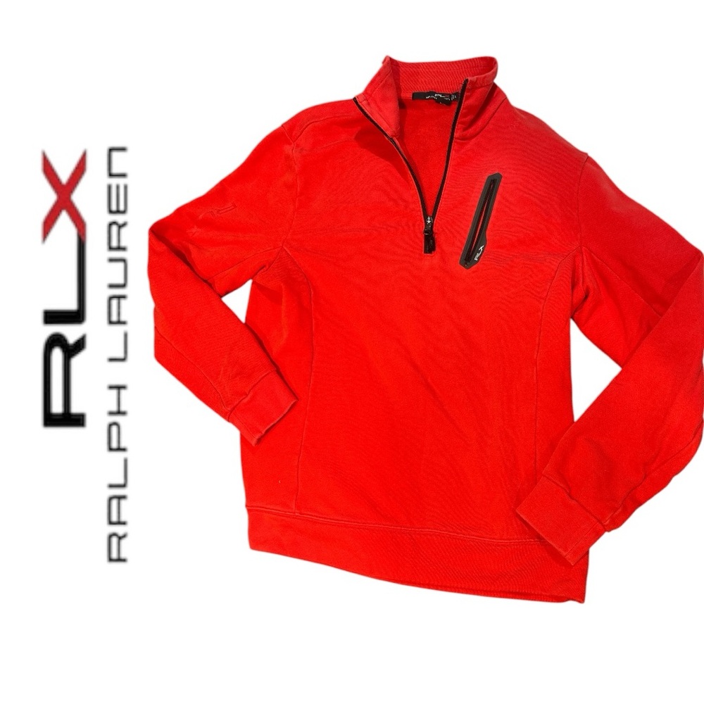 RLX Ralph Lauren Men’s Red Quarter Zip Sweatshirt - Size L‎